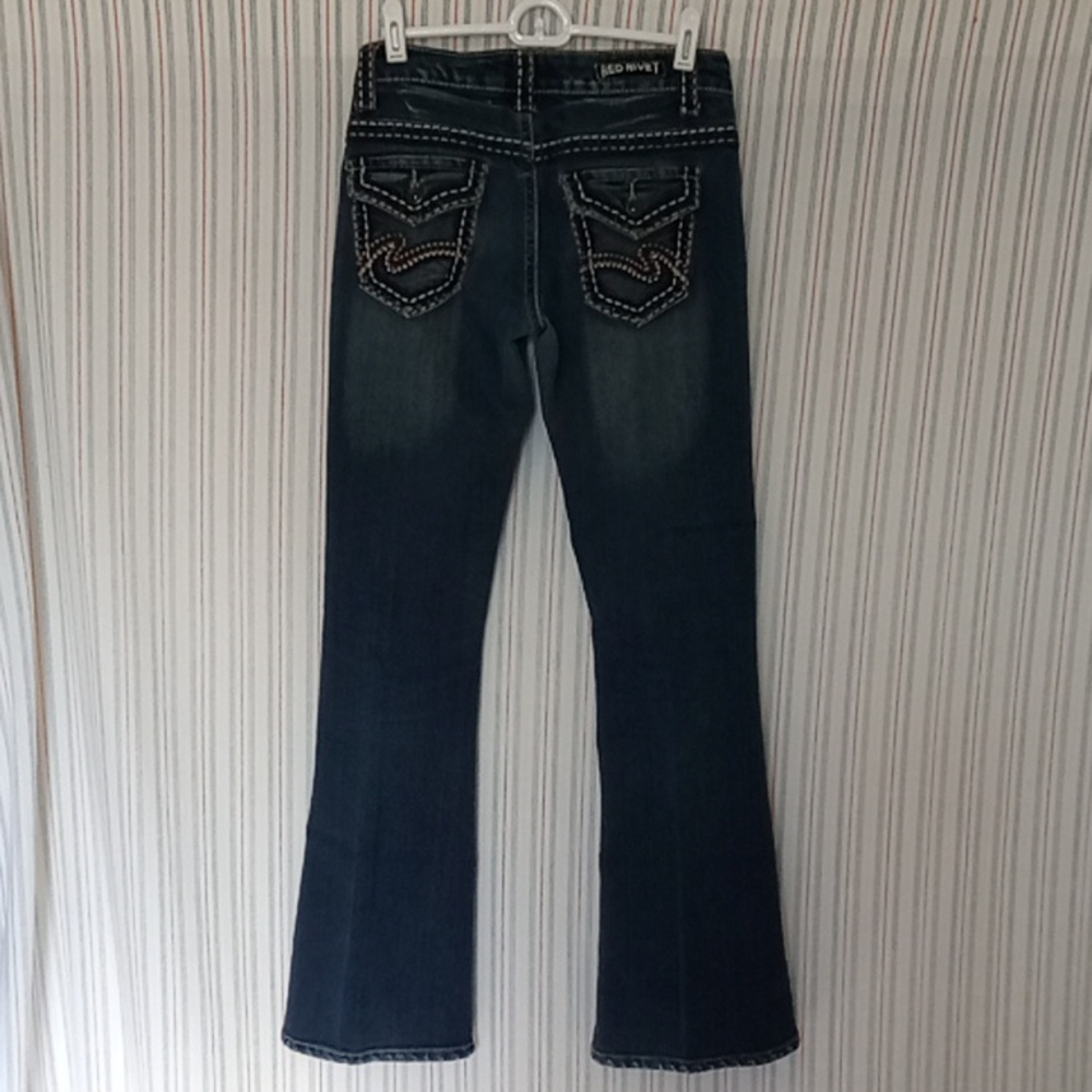 Red Rivet Low Rise Jeans  5 - Picture 5 of 9